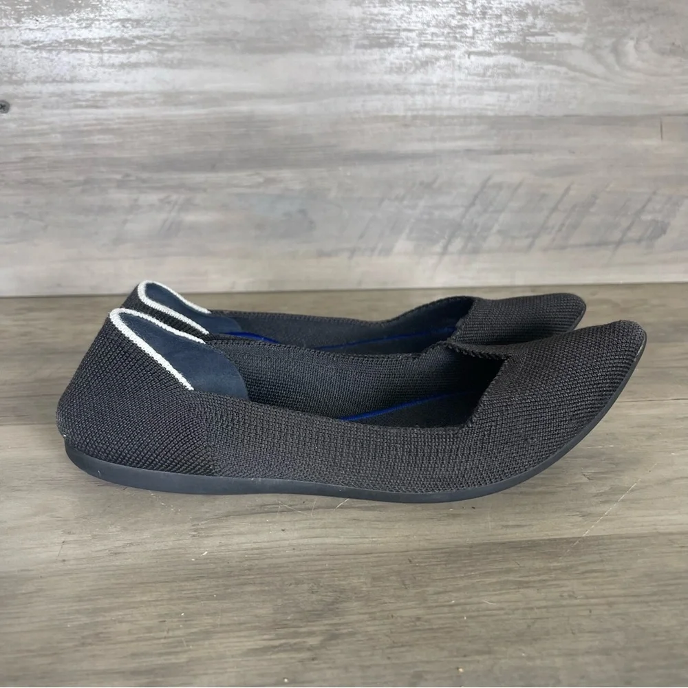 Rothys Womens 7 Black Knit The‎ Point Ballet Flats Slip On Shoes Classic Office
